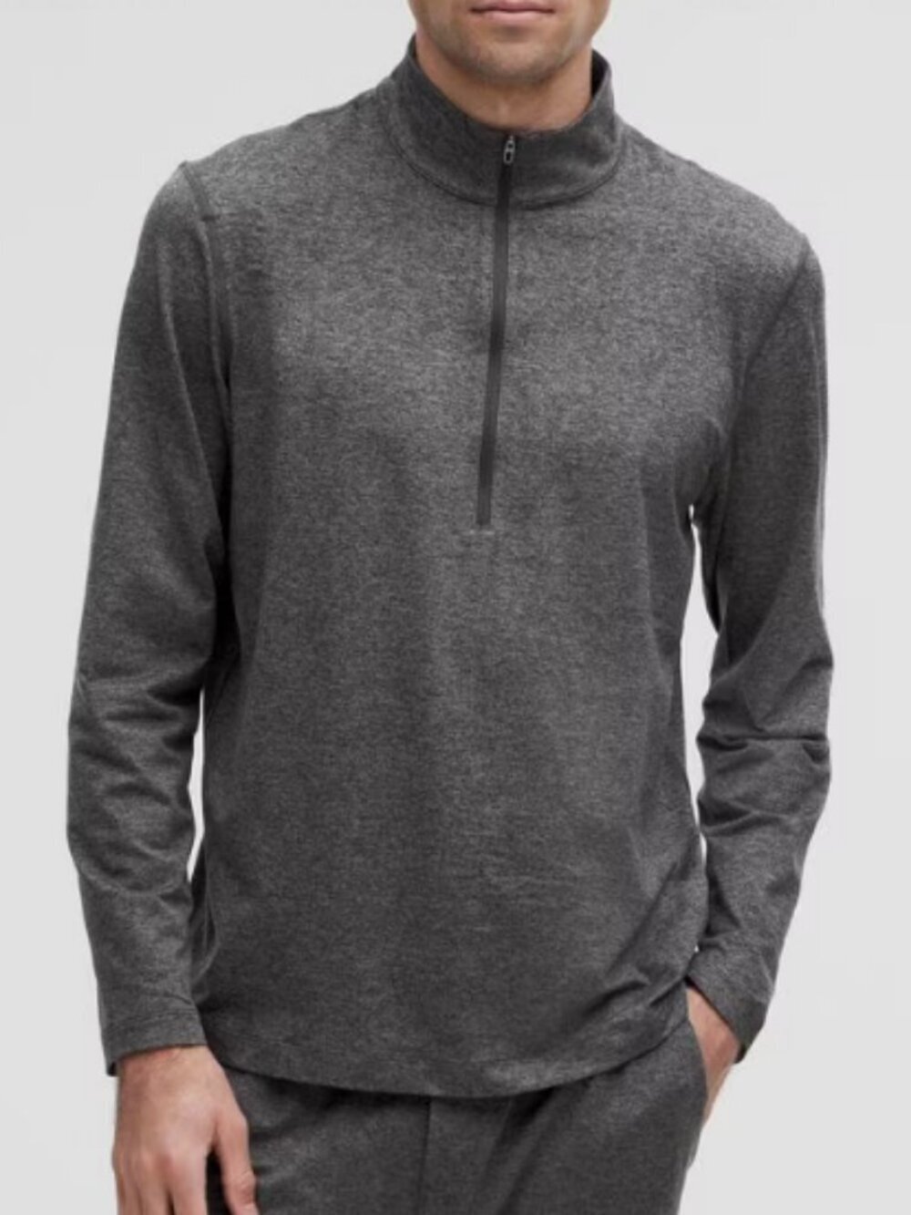Lululemon NWOT Soft Jersey Half Zip Heathered Black/Heathered Graphite Grey